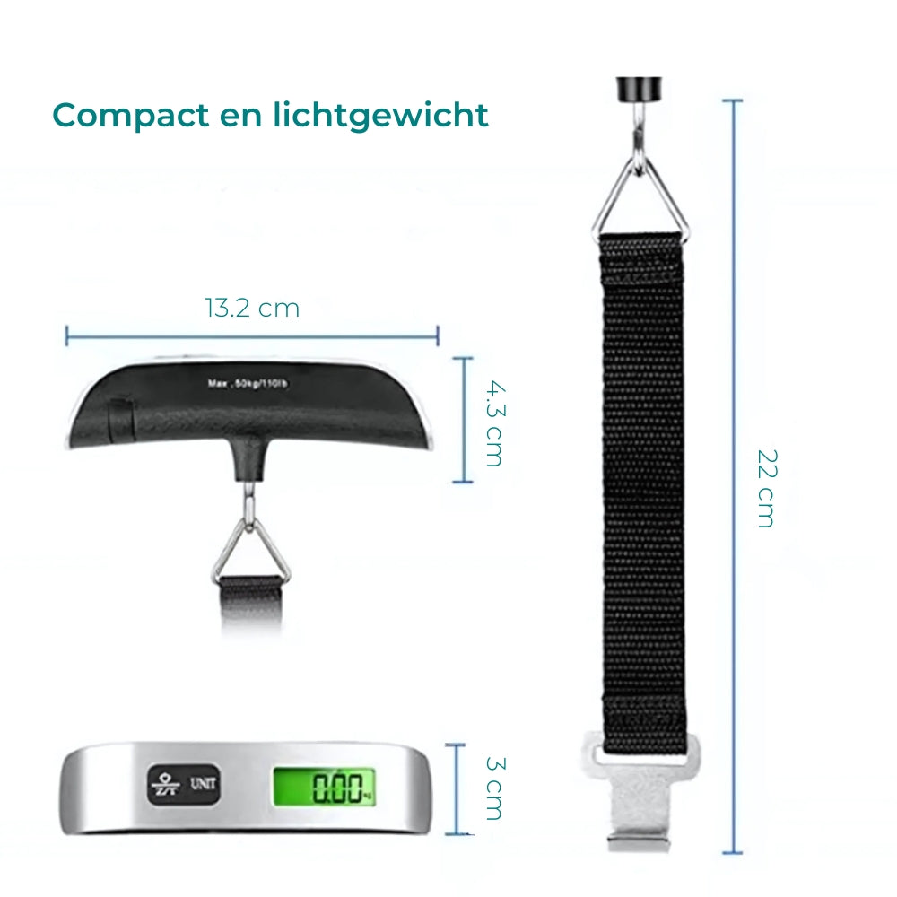 Weegy | Digitale Bagageweegschaal, Lichtgewicht & Nauwkeurig